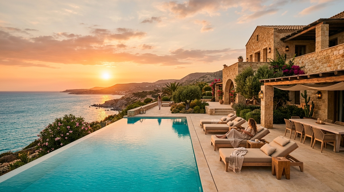 Cyprus private villa terrace and pool